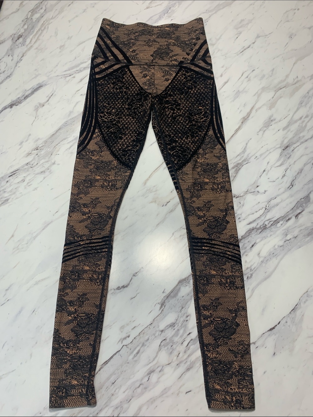 Savage X Fenty Black & Tan Patterned High-Rise Leggings